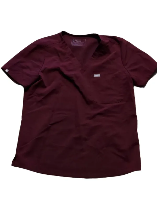 Figs Burgundy Catarina One-Pocket Scrub Top Size Large - Image 2