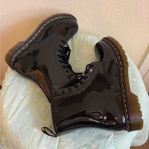 Dr. Martens Black Patent Leather Boots Womens size 9 - Image 2
