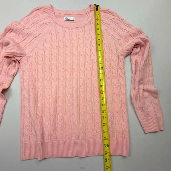 Croft & Barrow The Extra Soft Cable Crew Neck Sweater in Light Pink - Image 3