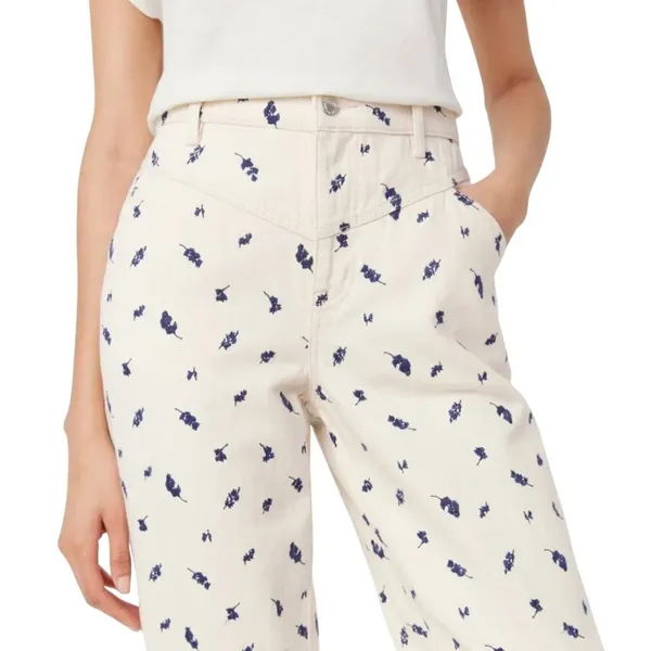 Frank‎ And Oak Linda Balloon Fit Jeans Womens 27 Cream Floral High Rise Tapered - Image 3