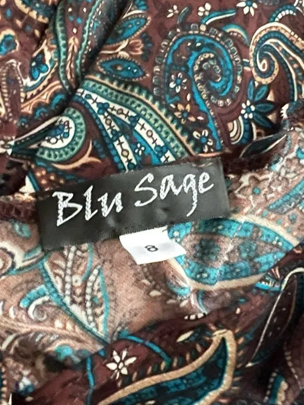 Brown & teal paisley dress. - Image 4