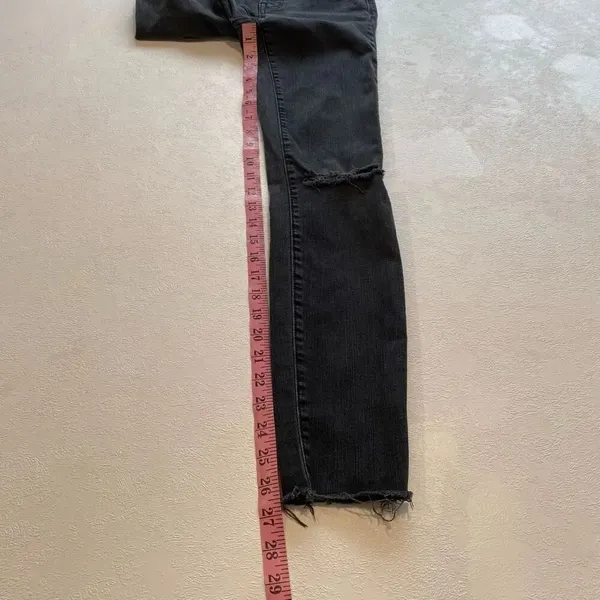 Madewell Black Skinny Jeans Distressed Raw Hem Stretch Denim - Image 6