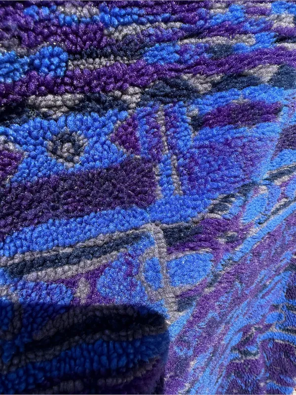 Vintage Columbia 90s Teddy Fleece Jacket M Purple Blue Geometric Made USA Retro! - Image 10