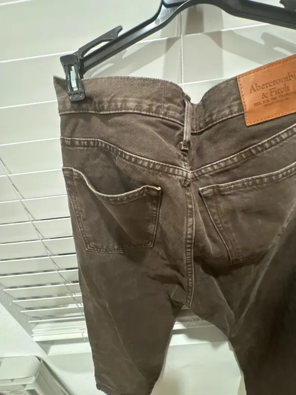Abercrombie & Fitch Authentic Rigid Denim Loose Jeans Size 28W 30L Brown - Image 10