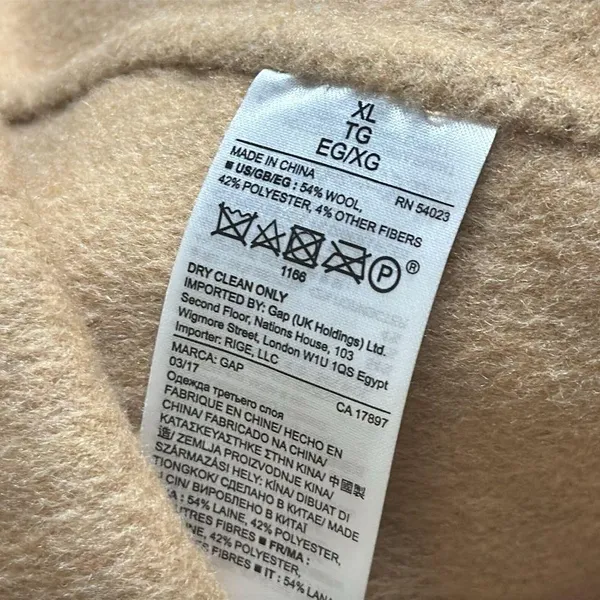 Gap ladies oversized wool blend car pea coat size XL with pockets - Image 7