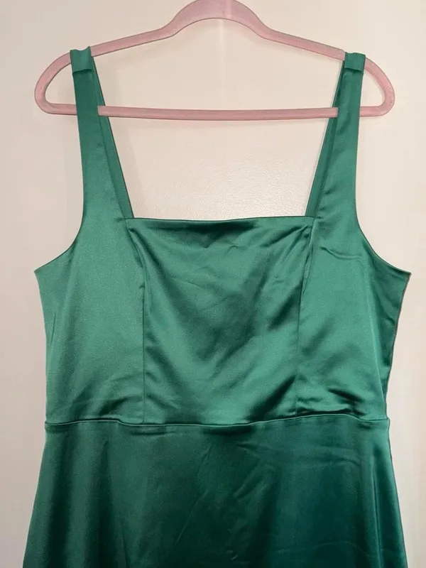Abercrombie & Fitch Satin Sculpt Dress in Green Size XL TALL Formal Party Grad - Image 2