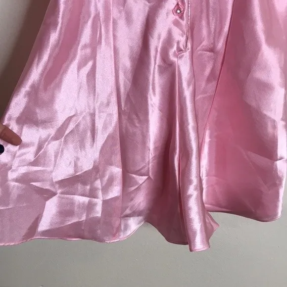 vtg Cacique 90s ladies pink button up‎ nightie babydoll romper size small sexy - Image 4