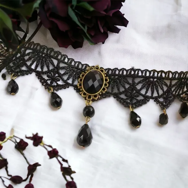 Gorgeous Retro Style Tassel Crystal Lace Necklace‎ Faux Fashion Jewelry - Image 2