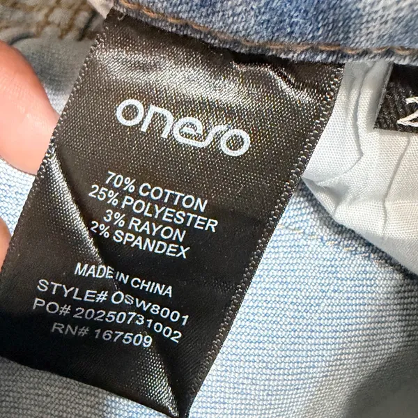 Oneso Los Angeles Mid Rise Wide Leg Jeans Light Wash Blue OSW8001 Size 24 - Image 9
