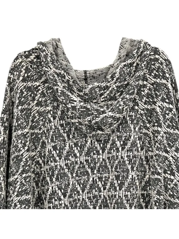 Free People Sante Fe Jacquard Kimono Hoodie Black White Bohemian Size Medium - Image 5