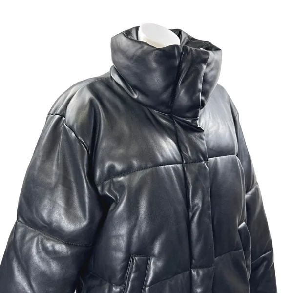 Abercrombie & Fitch Women's Black Long Sleeve Quilted Puffer Coat Jacket Size L - Image 3
