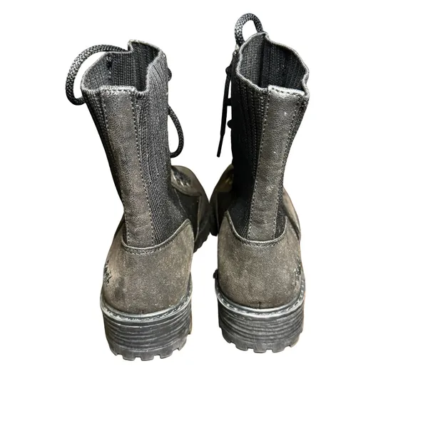 Blowfish Malibu Womens Black Combat Boots Ribbed Knit Collar Lug Sole 7.5 8 Lace - Image 3