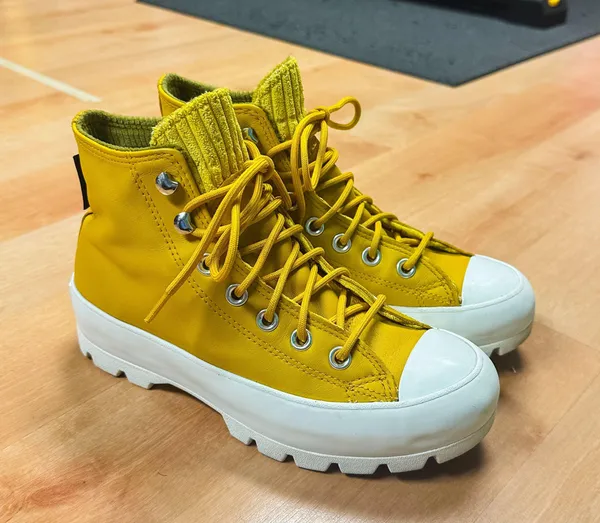Converse Mustard Yellow Lugged Sole High Top Sneakers - Image 5