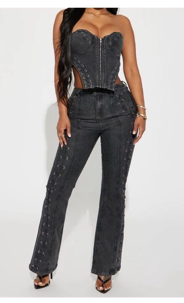 Delia Denim Pant Set - FashionNova - Image 2