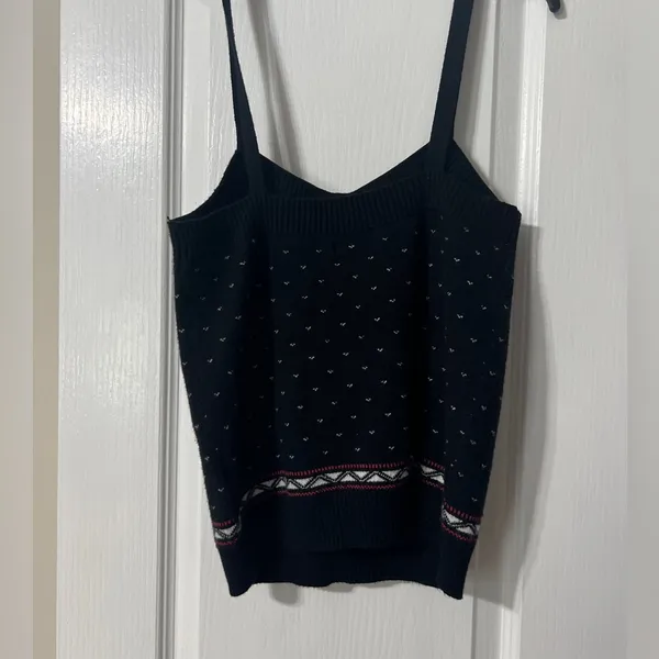 Anthropologie Black Knit Spaghetti Strap Camisole with Accent Border - Image 6
