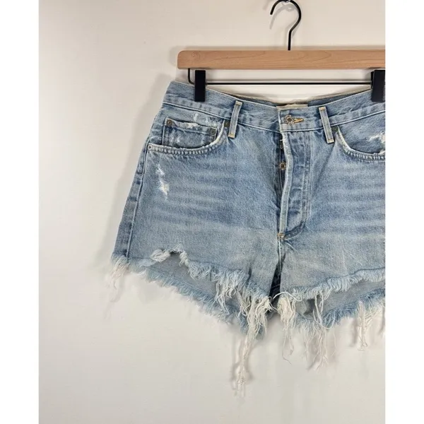 AGOLDE Womens Shorts Blue Denim Parker Vintage Cut Off Distressed Jean Size 28 - Image 6