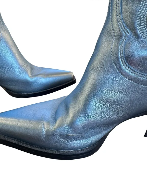 Jeffrey Campbell - Dagget in Light Blue Metallic Cowboy Boots 7 - Image 5