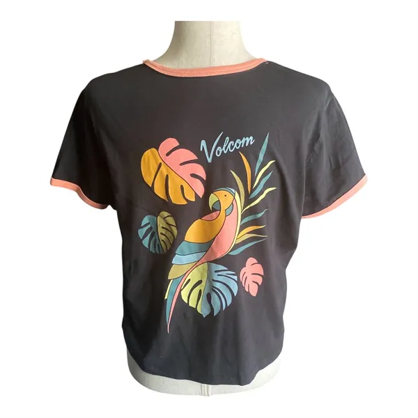 Nwt-Volcom-Womens Black And Pink Top-Size Large - Image 2