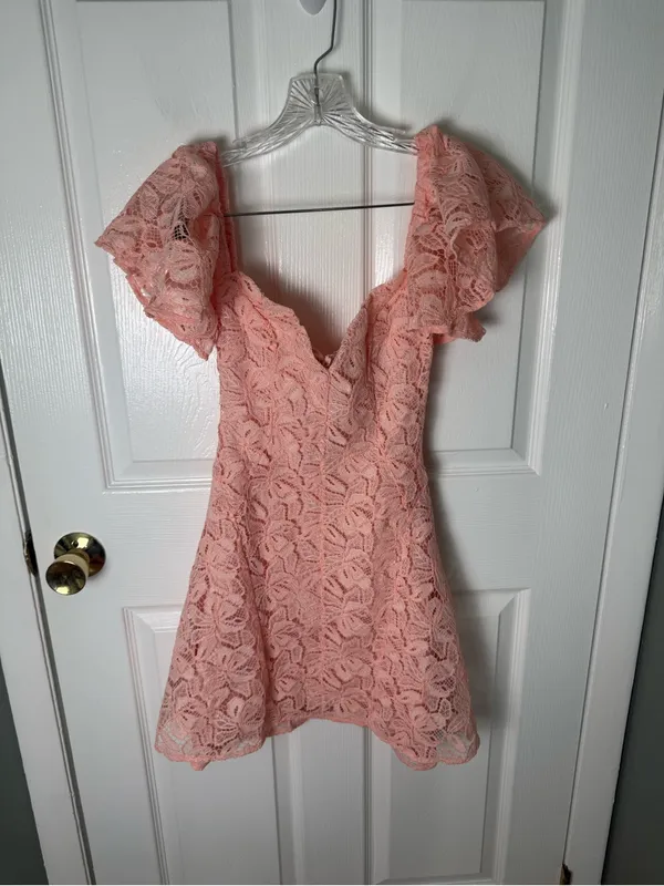 House of CB Verity Perfectly Pink Floral Lace Mini Dress XS - Image 2