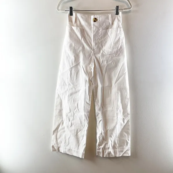 Maeve by Anthropologie The Colette High Rise Wide Leg Cropped Pants White 26 - Image 2