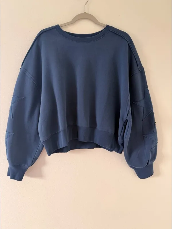 NWT Double Zero Boxy Neutral Lounge Navy Star Patch Crewneck size medium - Image 2