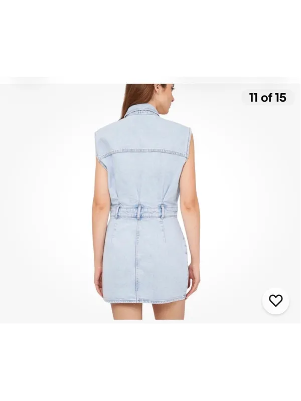 Zara mini dress denim light blue sleeveless Y2K 90s grunge cottage festival sz M - Image 2
