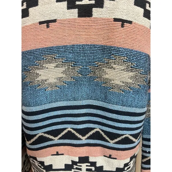 Vintage Tapestry Crop Jacket Aztec Design Size S Cowboy Boho Festival Goblincore - Image 3