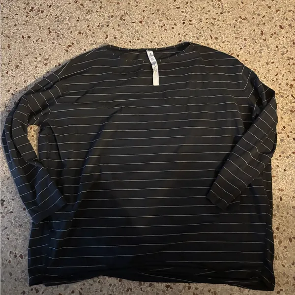 Lululemon Back in Action Long Sleeve Shirt Short Serve Stripe Graphite Grey Whit - Image 3
