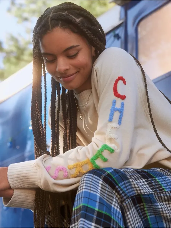AERIE “Cheers” Down-To-Earth Sweatshirt in Soft Oat Size M - Image 2