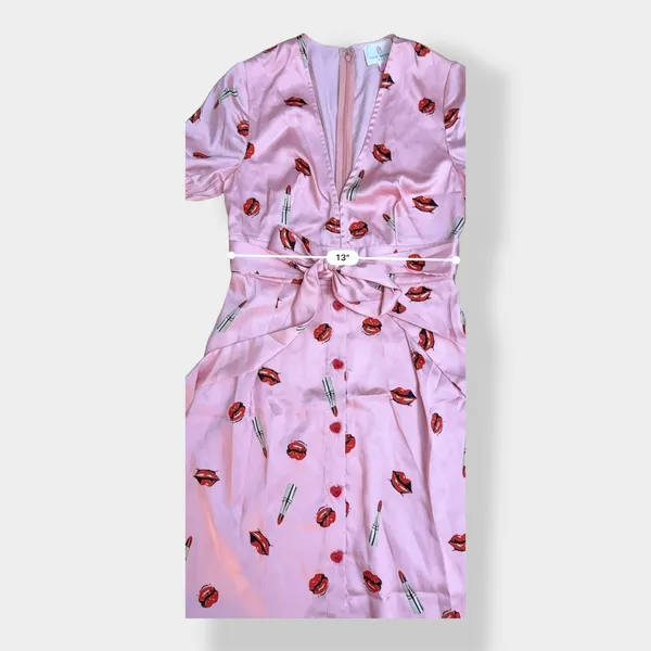 JB Julie Brown NWOT Pink Kisses and Lipstick‎ Satin Dress Size 2 - Image 6