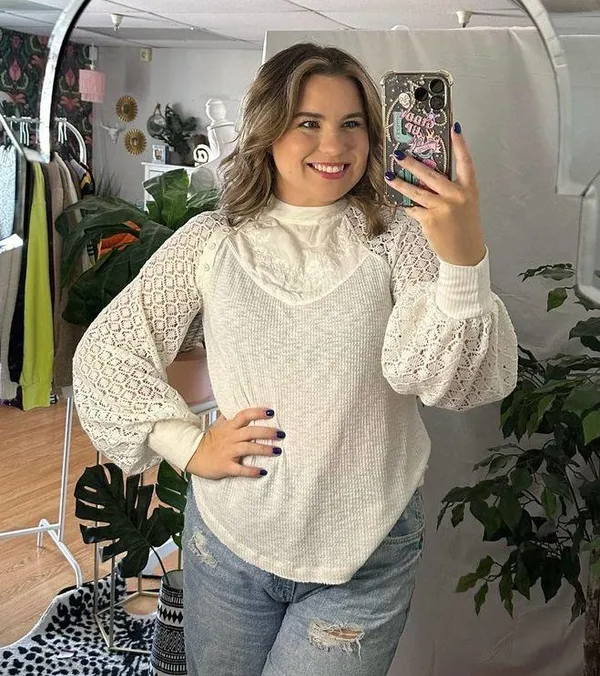 Free People Sweetest Thing Thermal Top White Size XS - Image 6