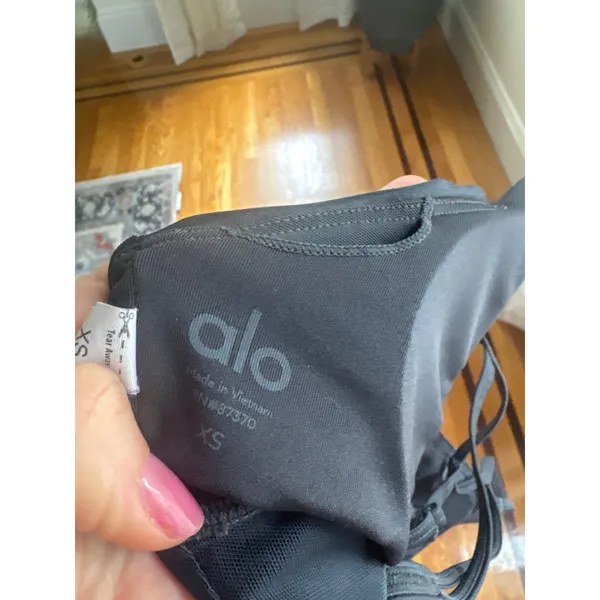 Alo Yoga Lavish Bra Dark Gray Strappy Racerback Sports Bra XS‎ W9133R - Image 3