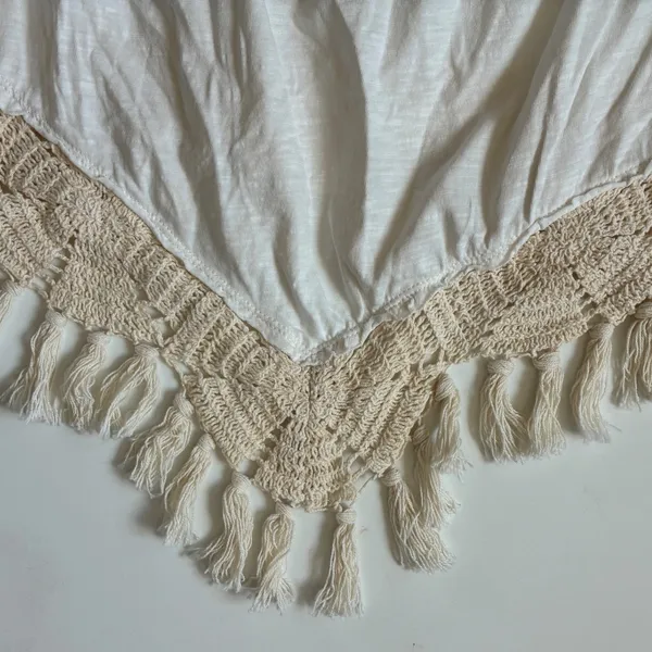 Free People Womens White Cotton Crochet Tassel Handkerchief‎ Tube Top Small Boho - Image 6
