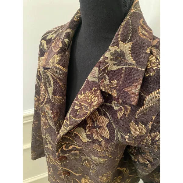 Vintage Robyne Faune Floral Tapestry Structured Jacket Cottagecore Boho Chic Brown Size M - Image 2