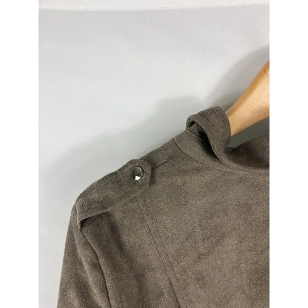 Lulus Faux Suede Brown Zip Up Jacket Size Large - Image 4