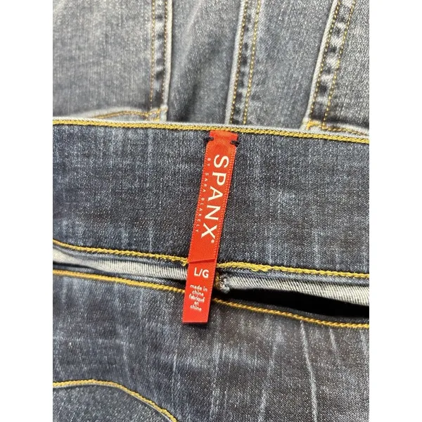 SPANX Size Large Dark Wash Skinny Pull-on Jeans Denim Shapewear Tummy Control - Image 2