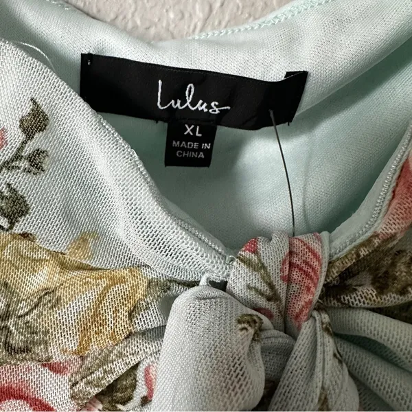 Lulu’s Ode to Spring Mint Floral Print Tie-Front Bodycon Mini Dress Size XL​‎ - Image 12