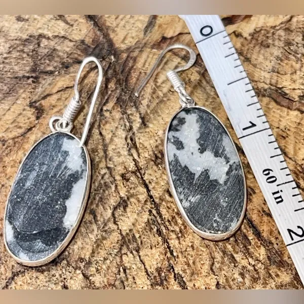 White Buffalo Turquoise Earrings 1 7/8” - Image 8