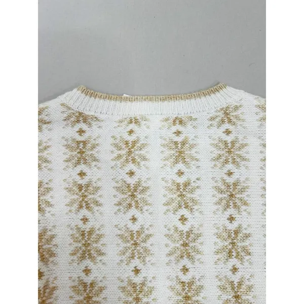 Workshop Republic Clothing Womens Sweater Size M Fair Isle Cream Gold Cozy - Image 7