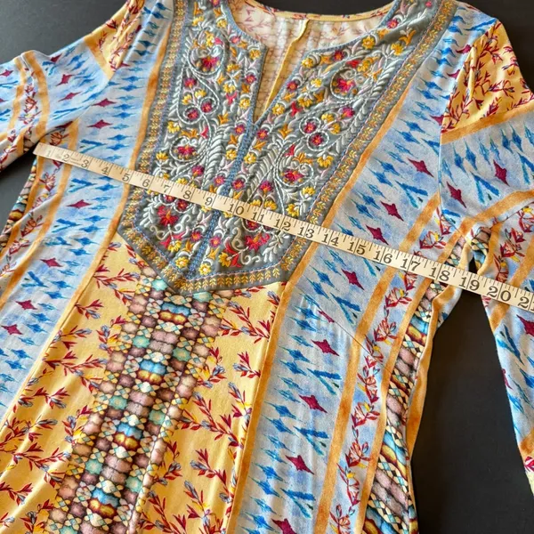 Soft Surroundings Fifi embroidered tunic top, 3/4 bell sleeve, sz M - Image 8