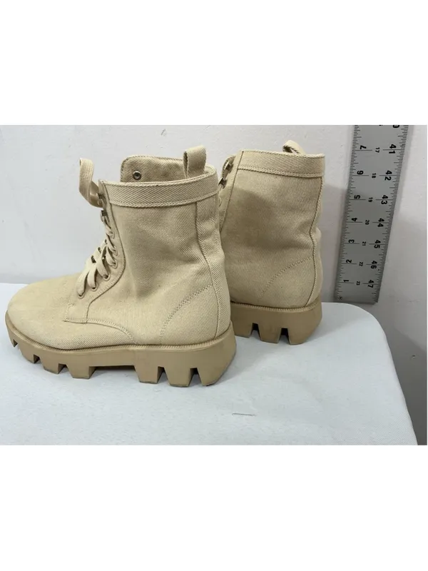Womans Mix No 6 Jenson Lace Up Platform Ankle Combat Boots 7 M Tan - Image 3