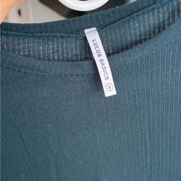 Dark Green Long Sleeve Ribbed Top - Image 3