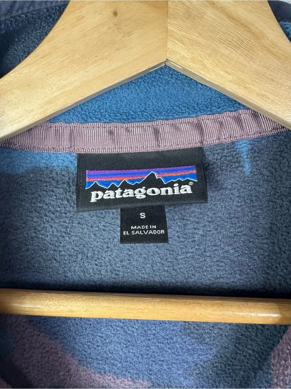 Patagonia Micro D Snap T Pullover Blue & Purple Camo Fleece Sweatshirt S - Image 5