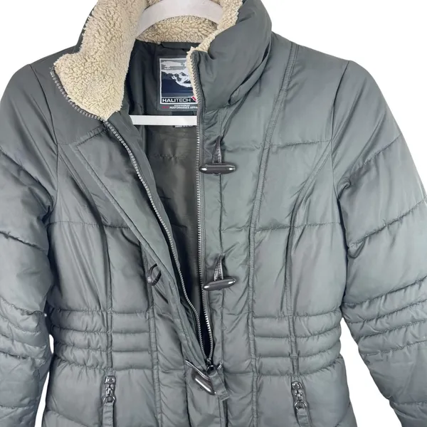 Halitech HFX Performance Apparel Green Full‎ Zip Puffer Parka Winter Coat Size L - Image 2