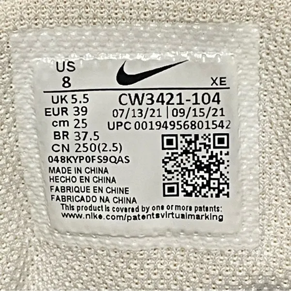 Nike Zoom Winflo 8 CW3421-104 Women's White Metallic Silver Running Shoes Size 8 - Image 3