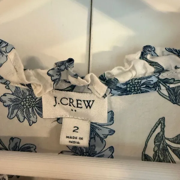 J.Crew white blue floral ruffled midi dress size 2 - Image 4