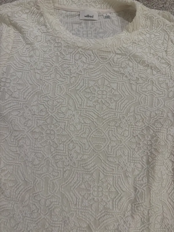 Aritzia Wilfred Cream Embroidered Lace one piece long sleeve bodysuit - Image 8