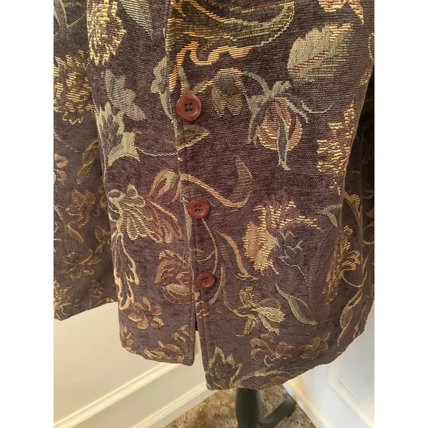 Vintage Robyne Faune Floral Tapestry Structured Jacket Cottagecore Boho Chic Brown Size M - Image 3