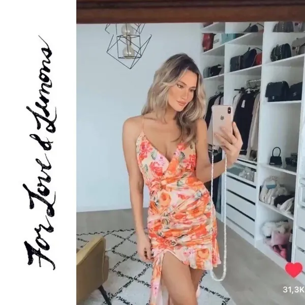 For Love & Lemons Versilla Floral Satin Hi-Lo Dress XS NWT‎ - Image 2