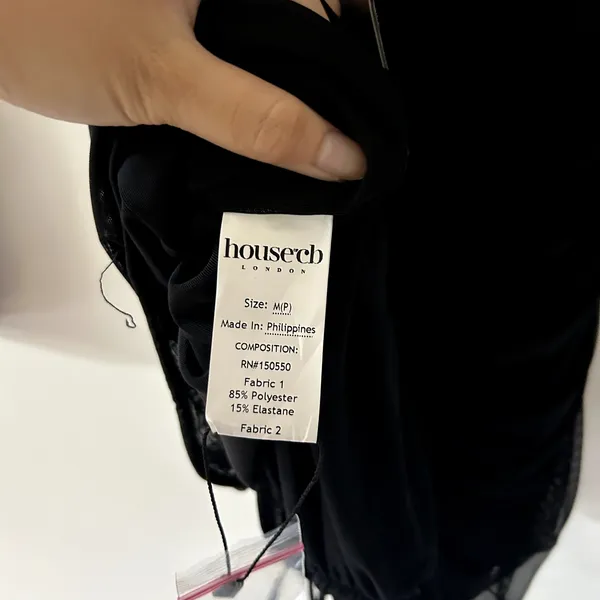 House of CB Cecilia Black Mesh Cut Out Mini Dress NWT Size M - Image 5